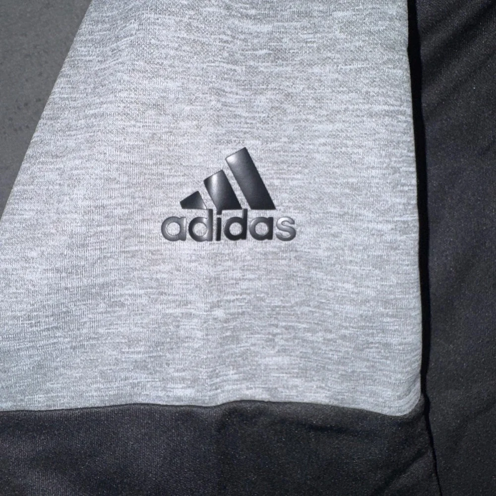 NWT Mens Large Adidas 1/4 Zip Pullover Black Grey New Exmark Logo Performance